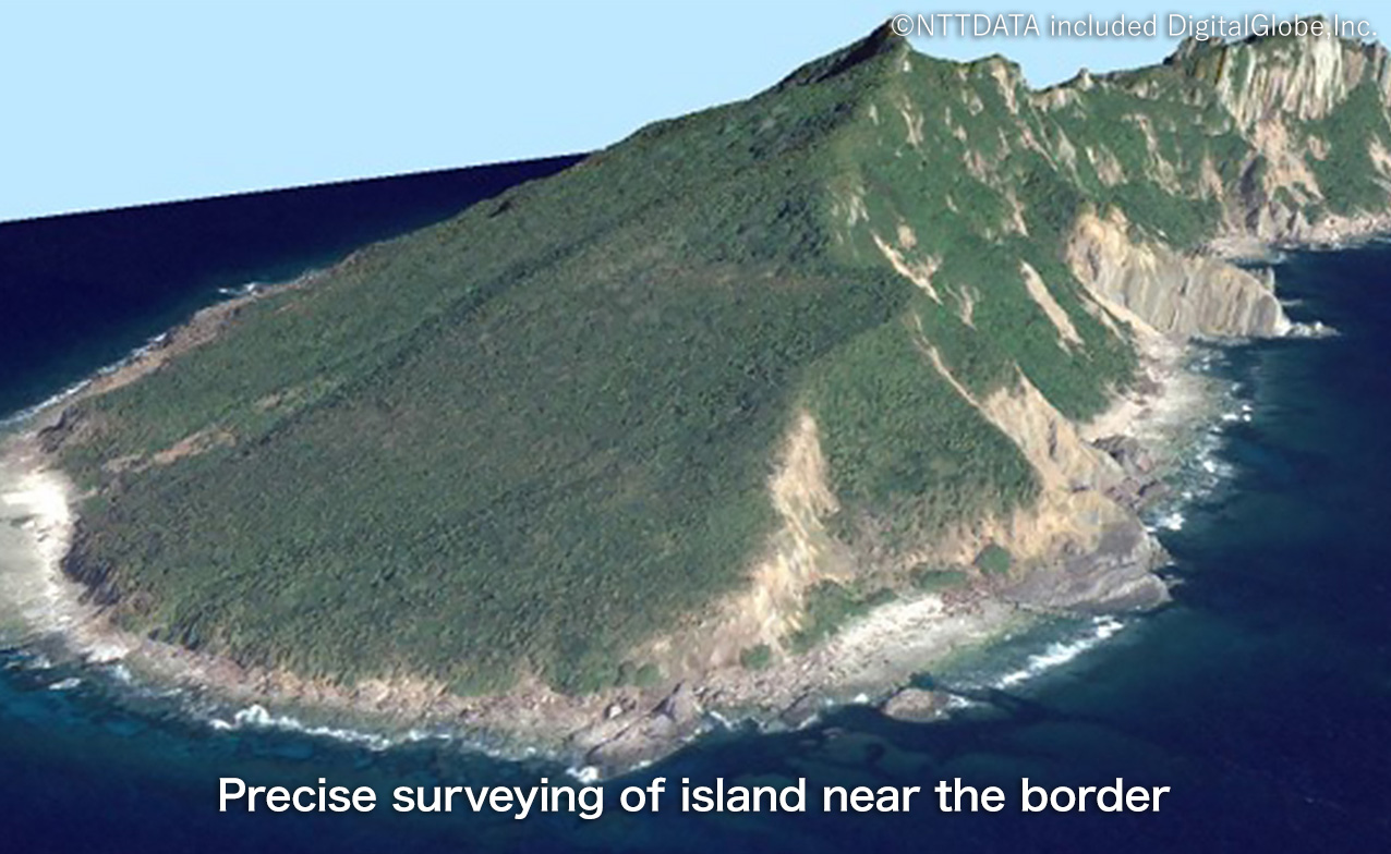Precise surveying of island near the border